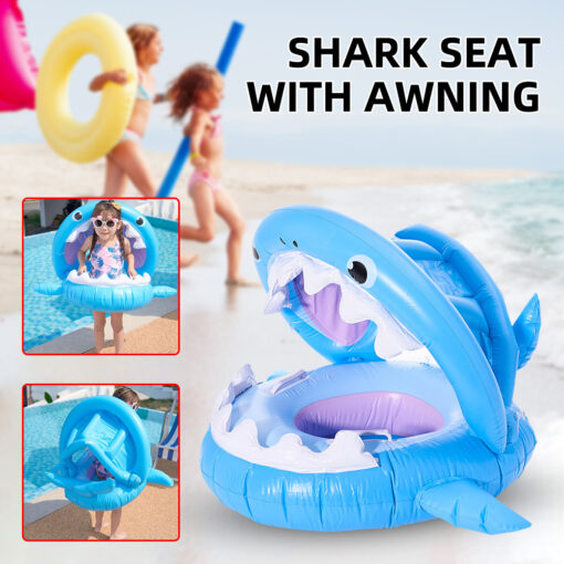 Inflatable Awning Shark Swimming Seat Water Ring