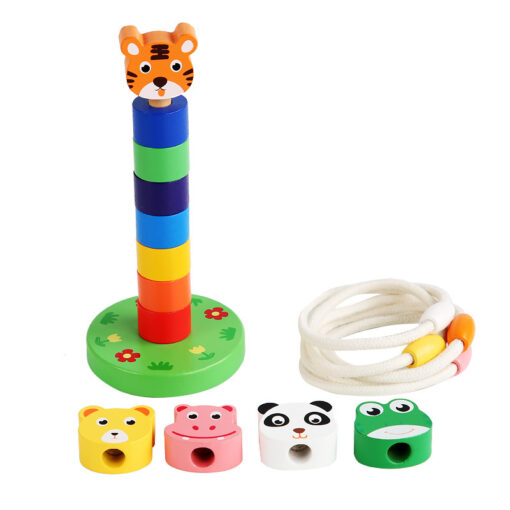 Wooden Cartoon Animal Throwing Ring Kid's Ferrule Toy