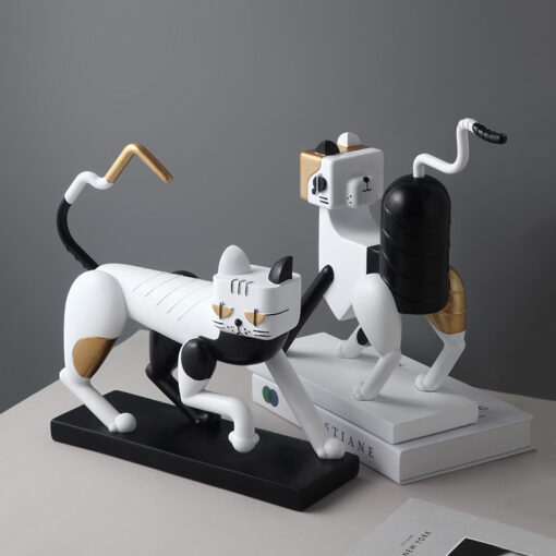 Creative Robot Cat Shapes Abstract Figurine Ornaments
