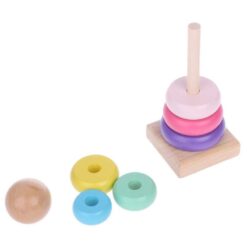 Interactive Wooden Rainbow Tower Sorting Puzzle Toy