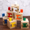 Wooden Cube Building Blocks Geometric Shapes Toy