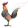 Colorful Iron Hollow-out Rooster Sculpture Decoration