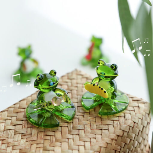 Cute Glass Frog Shape Sculpture Ornament Home Decor