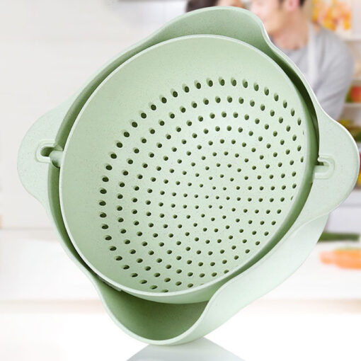 Double-layer Rotating Kitchen Fruit Drain Basket