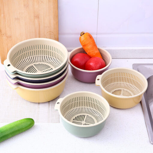 Double-layer Kitchen Fruit Draining Washing Basket
