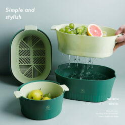 Double-layer Kitchen Hollow Fruit Vegetable Drain Basket