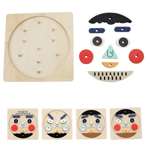 Wooden Face Changing Expression Building Blocks Toy