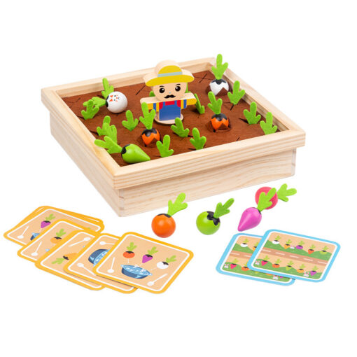 Children Wood Pull Radish Vegetable Memory Chess Toy