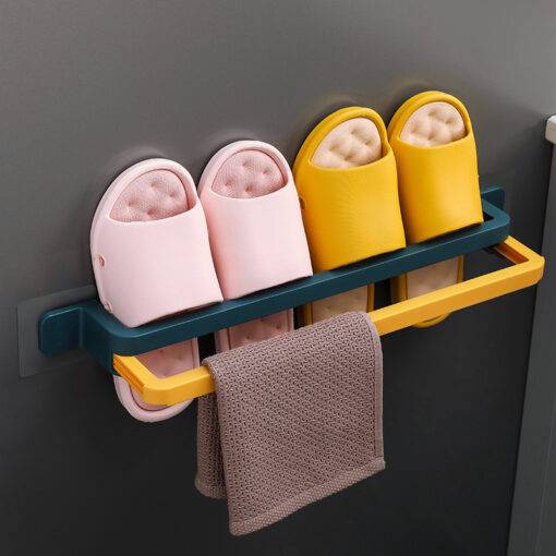 Multi-purpose Bathroom Pull-out Shoe Rack Towel Bar