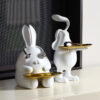 Cute Bunny Figurine Desktop Storage Tray Decorations