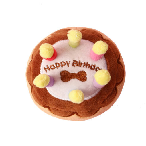 Cute Birthday Candle Cake Pet Chewable Plush Toy