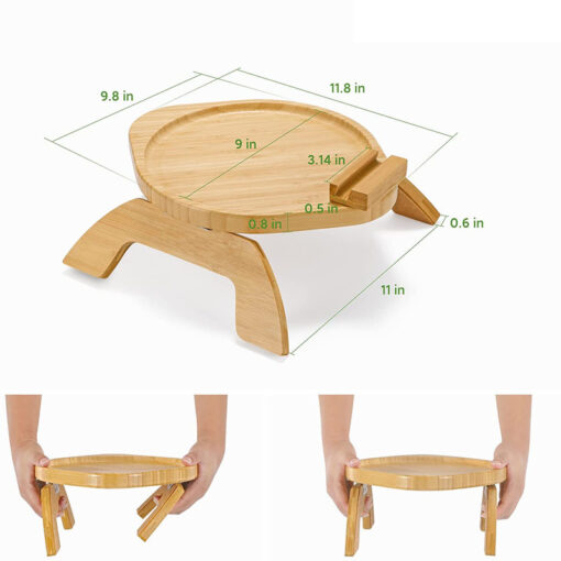 Portable Folding 360 Rotating Bamboo Sofa Tray