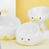 Cute Ceramic Elevated Duck Shape Pet Food Bowl