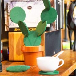Cute Creative Cactus Potted Plants Shape Coaster Mat