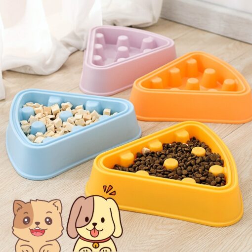 Cartoon Pizza Shape Pet Slow Food Feeder Single Bowl