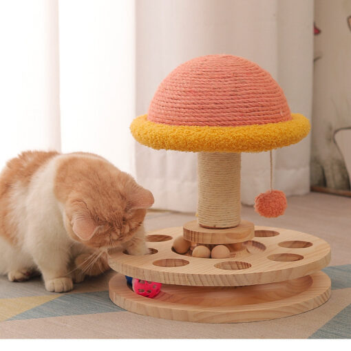 Interactive Wood Cat Turntable Sisal Grinding Claw Toy