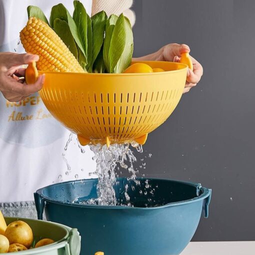 Double Layer Kitchen Vegetable Washing Drain Basket