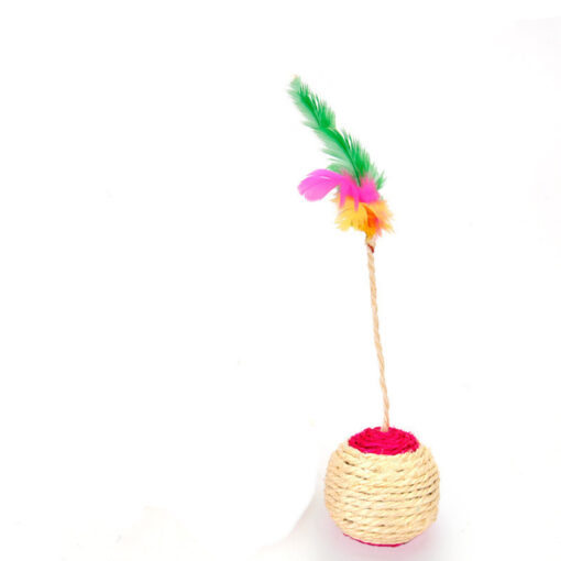 Interactive Cat Sisal Feather Ball Scratching Toy