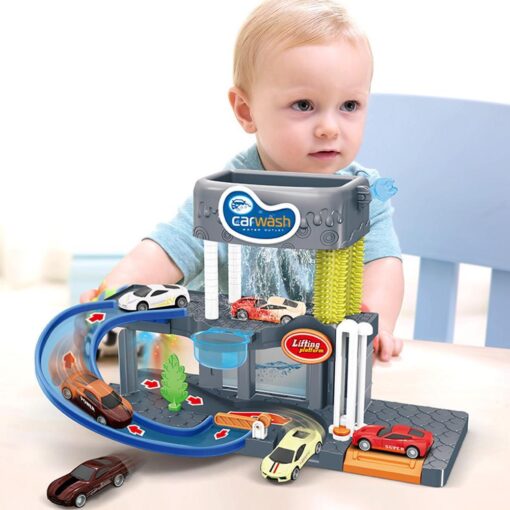 Children's Simulation Washing Yard Car Track Electric Toy