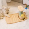 Interactive Wood Cat Scratcher Turntable Maze Ball Toy