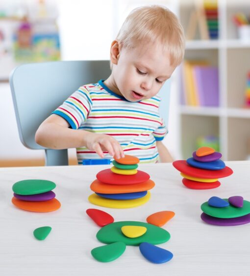 Interactive Wooden Rainbow Pebbles Children's Toy