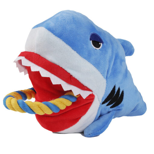 Interactive Shark Shape Pet Squeaky Chew Plush Toy