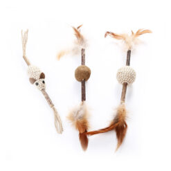 Interactive Feather Hemp Rope Catnip Stick Cat Toy