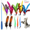 Interactive Retractable Funny Feather Head Cat Stick Toy