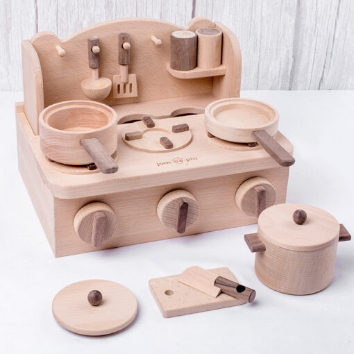 Wooden Mini Kitchen Stove Top Play Pretend Toy