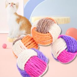 Interactive Funny Cat Colorful Sisal Ball Toy