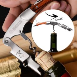 Portable Wooden Handle Wine Bottle Corkscrew Opener