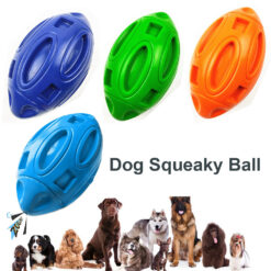 Interactive Pet Rubber Rugby Squeaky Dog Chew Toy