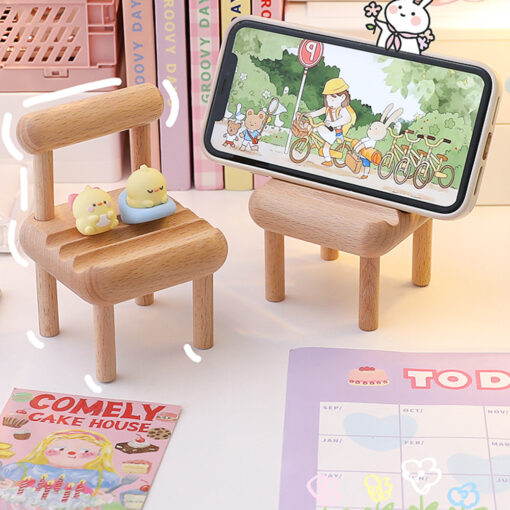 Creative Wooden Small Chair Mobile Phone Holder