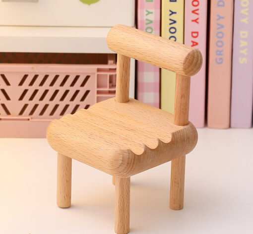 Creative Wooden Small Chair Mobile Phone Holder