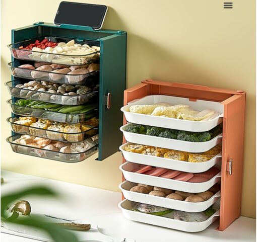 Multi-layer Folding Perforation-free Kitchen Storage Rack