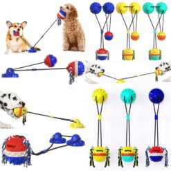 Interactive Dog Treat Sucker Bouncing Squeaky Ball Toy