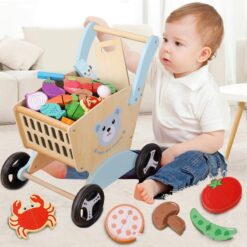 Wooden Pretend Shopping Cart Children's Toys