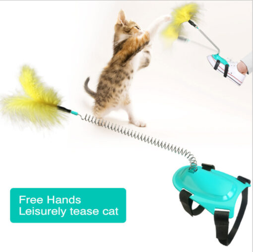 Interactive Hands-Free Cat Spring Stick Feather Toy