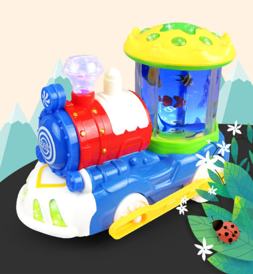 Creative Universal Electric Light Music Rotating Train Toy