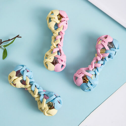 Interactive Macaron Dog Woven Teething Chew Toy