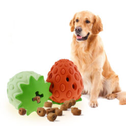 Bite-Resistant Strawberry Leak Food Ball Pet Chew Toy