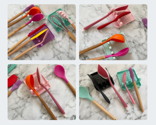 Kitchen Plastic Spatula Storage Rack Pot Lid Mat