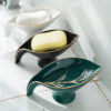 Ceramics Leaf Shape Bathroom Soap Dish Holder