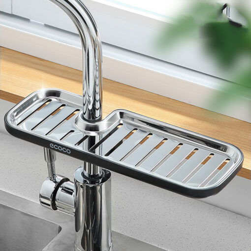 Stainless Steel Kitchen Hollow Faucet Shelf Storage Rack