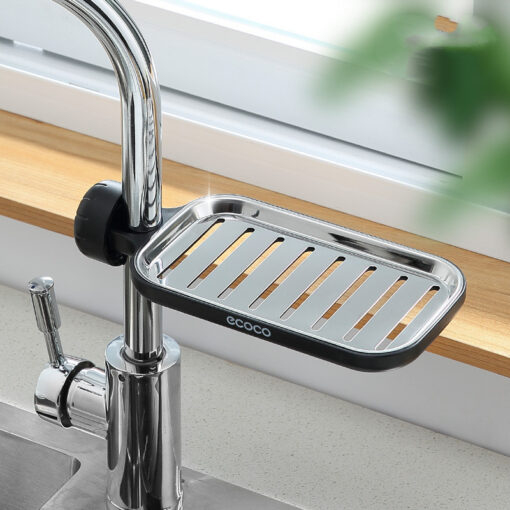 Stainless Steel Kitchen Hollow Faucet Shelf Storage Rack