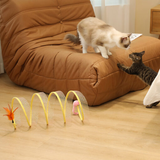Portable Collapsible S-type Cat Tunnel Feather Toy
