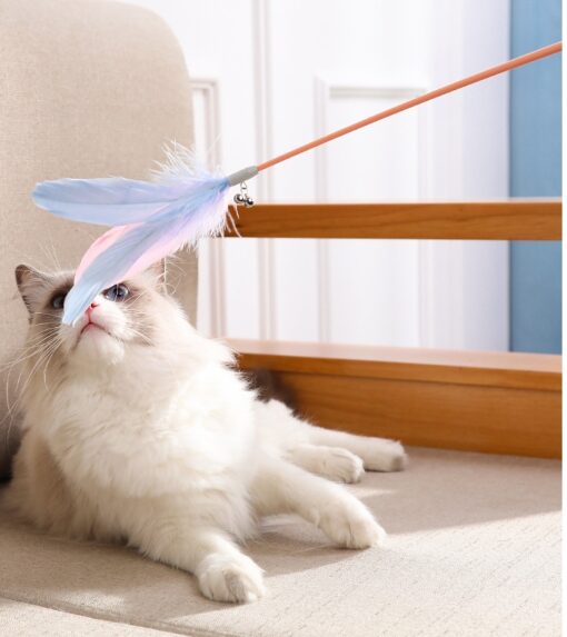 Interactive Cat Laser Pole Feather Teasing Stick Toy