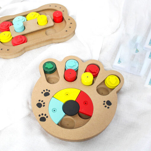 Interactive Wooden Dog Food Feeder Educational Toy