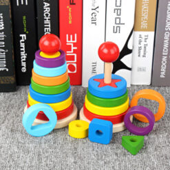 Wooden Children's Cognitive Rainbow Tower Stacking Toy