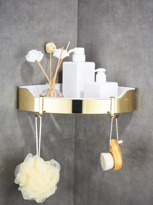 Stainless Steel Bathroom Triangle Basket Gold Shelf